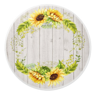Bouton De Porte En Céramique Tournesols rustiques