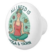 Bouton De Porte En Céramique Tout ce dont j'ai besoin est Yoga et Yarne Phrase (Droite)