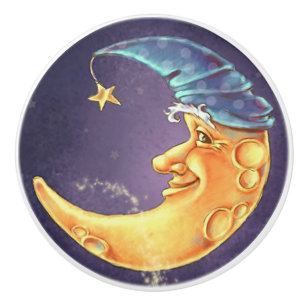Bouton De Porte En Céramique Tractions de porte ou de tiroir de visage de lune
