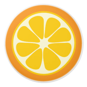 Bouton De Porte En Céramique Tranche tropicale orange juteuse douce d'agrumes