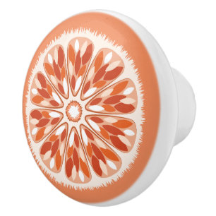 Bouton De Porte En Céramique Tranches d'agrumes orange