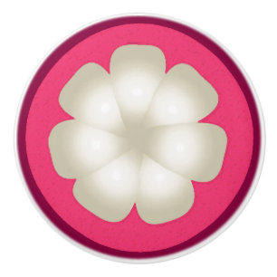 Bouton De Porte En Céramique Tranches de fruits exotiques stylisées Mangosteen