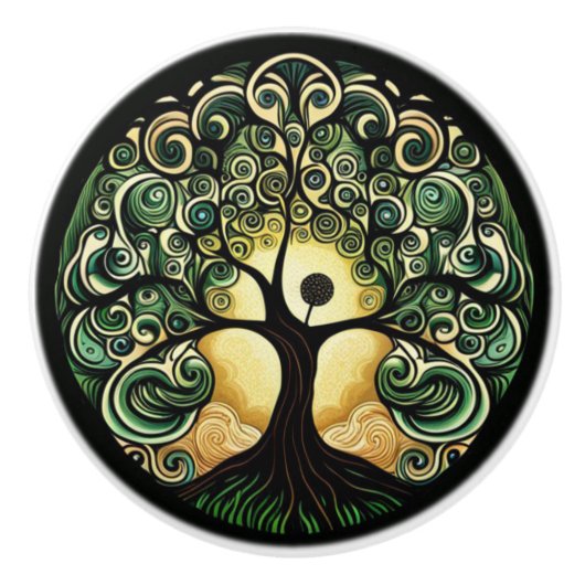 Bouton De Porte En Céramique Tree of Life (Devant)
