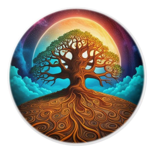 Bouton De Porte En Céramique Tree of Life (Devant)