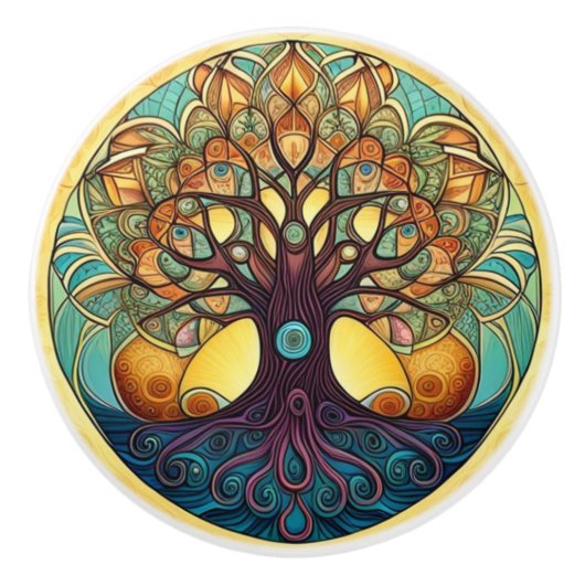 Bouton De Porte En Céramique Tree of Life (Devant)