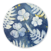 Trèfle chic et fougères cyanotype décoratif