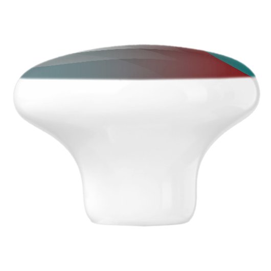 Bouton De Porte En Céramique Triangles gris turquoise sur bordeaux (Côté)