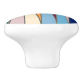 Bouton De Porte En Céramique Triangles modernes du milieu du siècle, Bleu, Viol (Côté)