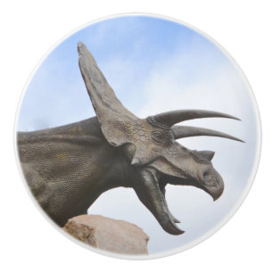 Bouton De Porte En Céramique Tricératops Dinosaur