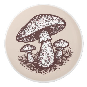 Bouton De Porte En Céramique Trio de champignons des bois