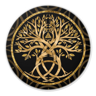 Bouton De Porte En Céramique Triquetra Arbre de vie