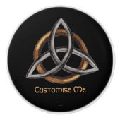 Bouton De Porte En Céramique Triquetra (Brown/Argent) (Devant)