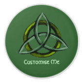 Bouton De Porte En Céramique Triquetra (vert) (Devant)