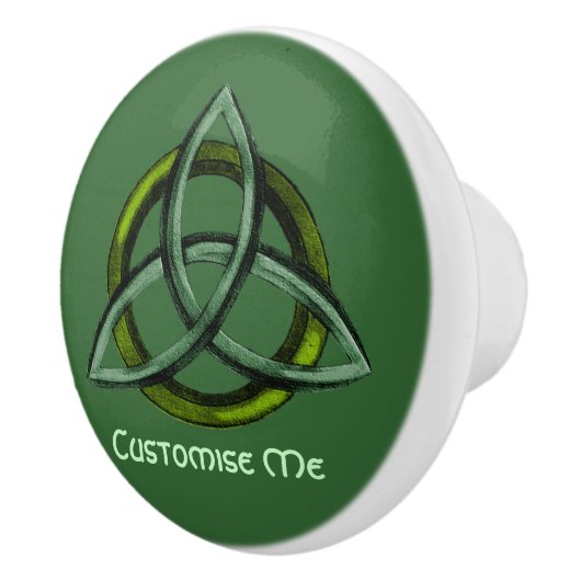 Bouton De Porte En Céramique Triquetra (vert) (Droite)
