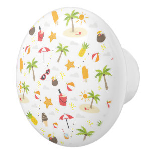 Bouton De Porte En Céramique Tropical Summer Beach Vacances Motif Design