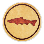 Bouton De Porte En Céramique Truite rustique (Devant)