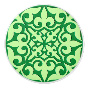 Bouton De Porte En Céramique Tuile marocaine - émeraude et vert clair