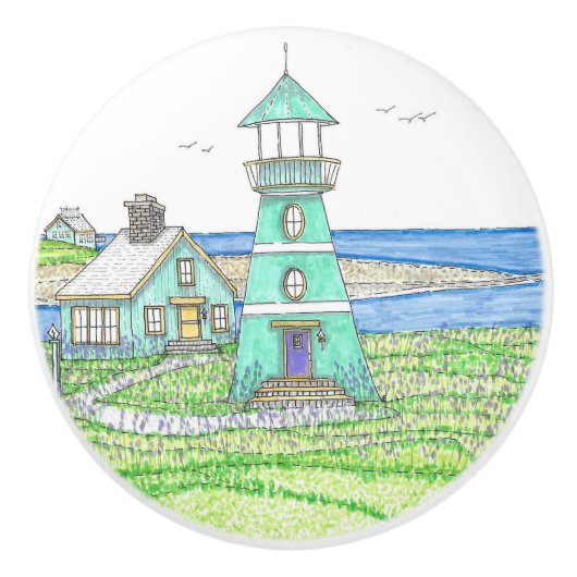Bouton De Porte En Céramique Turqoise Lighthouse Ceramic Knob (Devant)
