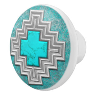 Bouton De Porte En Céramique Turquoise du sud-ouest