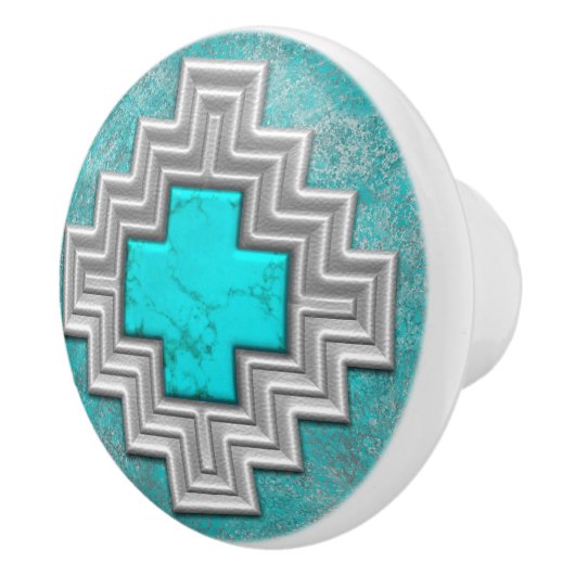 Bouton De Porte En Céramique Turquoise du sud-ouest (Droite)
