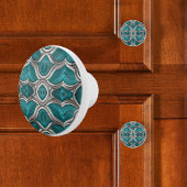Bouton De Porte En Céramique Turquoise et argent