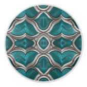 Bouton De Porte En Céramique Turquoise et argent (Devant)