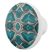 Bouton De Porte En Céramique Turquoise et argent (Droite)