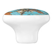 Bouton De Porte En Céramique Turquoise Motif Gem (Côté)