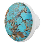 Bouton De Porte En Céramique Turquoise Motif Gem (Droite)