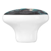 Bouton De Porte En Céramique Turquoise or Abstrait (Côté)