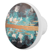 Bouton De Porte En Céramique Turquoise or Abstrait (Droite)