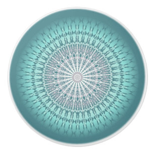 Bouton De Porte En Céramique Turquoise Vert Chevron Mandala Moderne