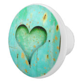 Bouton De Porte En Céramique Turquoise Wood Rustic Heart Knob (Droite)