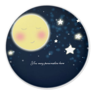 Bouton De Porte En Céramique Twinkle Little Star Glowing Happy Moon Celestin