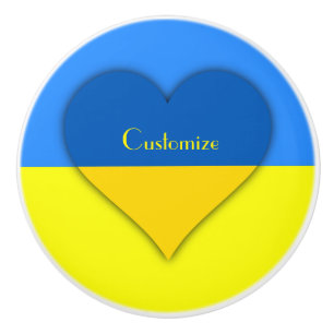 Bouton De Porte En Céramique Ukraine Drapeau bleu jaune Thunder_Cove