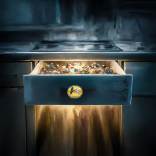 Bouton De Porte En Céramique Un cheval noir et blanc qui se bat