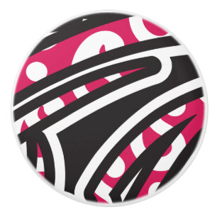 Bouton De Porte En Céramique Un design cachemire décoratif avec rouge vif et ép