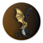 Bouton De Porte En Céramique Un dragon d'or (Devant)