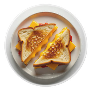 Bouton De Porte En Céramique Un sandwich au fromage grillé sur une assiette
