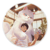 Bouton De Porte En Céramique Un selfie avec le géant du fluffy (Devant)