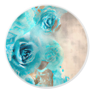 Bouton De Porte En Céramique Un Shabby Bleu Chic Ephemera Design Series 7