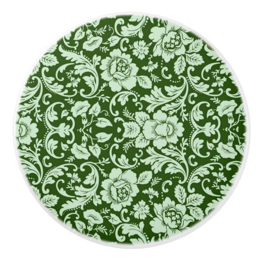 Bouton De Porte En Céramique Une damassé florale antique (Devant)