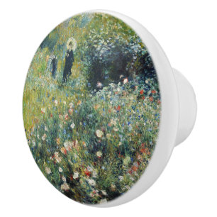 Bouton De Porte En Céramique Une femme avec un parasol dans un jardin par Augus