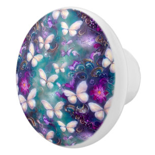 Bouton De Porte En Céramique Une série de papillons mystiques Design 1