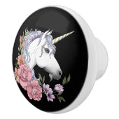Bouton De Porte En Céramique Unicorn blanc et Flowers (Droite)