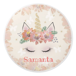 Bouton De Porte En Céramique Unicorn, Unicorn Face, personnalisé