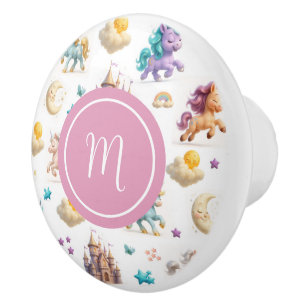 Bouton De Porte En Céramique Unicorns & Fairytale Castle - Whimsical Room