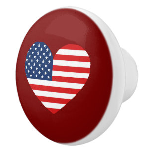 Bouton De Porte En Céramique USA Drapeau en Céramique Coeur Knob pour Meubles