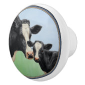 Bouton De Porte En Céramique Vache et veau Holstein (Droite)