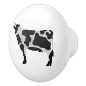 Bouton De Porte En Céramique Vache Noir et Blanc Silhouette (Droite)
